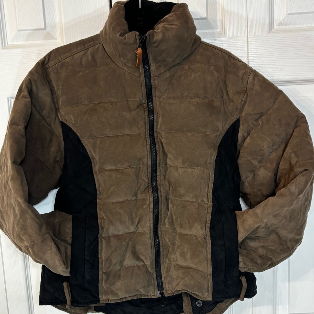 Outback Trading Co Men’s Brown Insulated Jacket Suede Look Quilted Coat